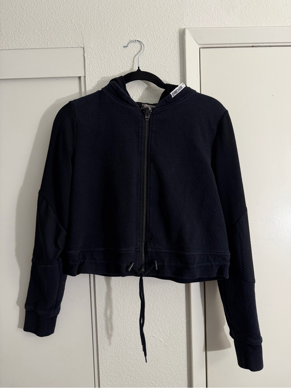 Gymshark Black Zip-Front Hooded Puffer Sweater